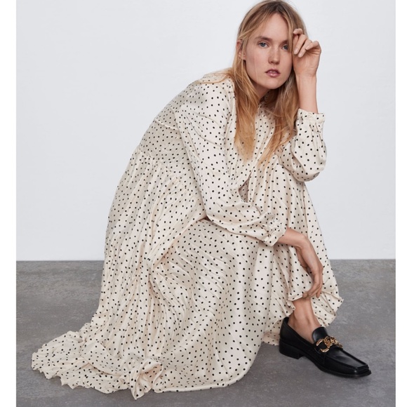 NWT Zara Ecru Wrinkle Looks Dress - Picture 11 of 16